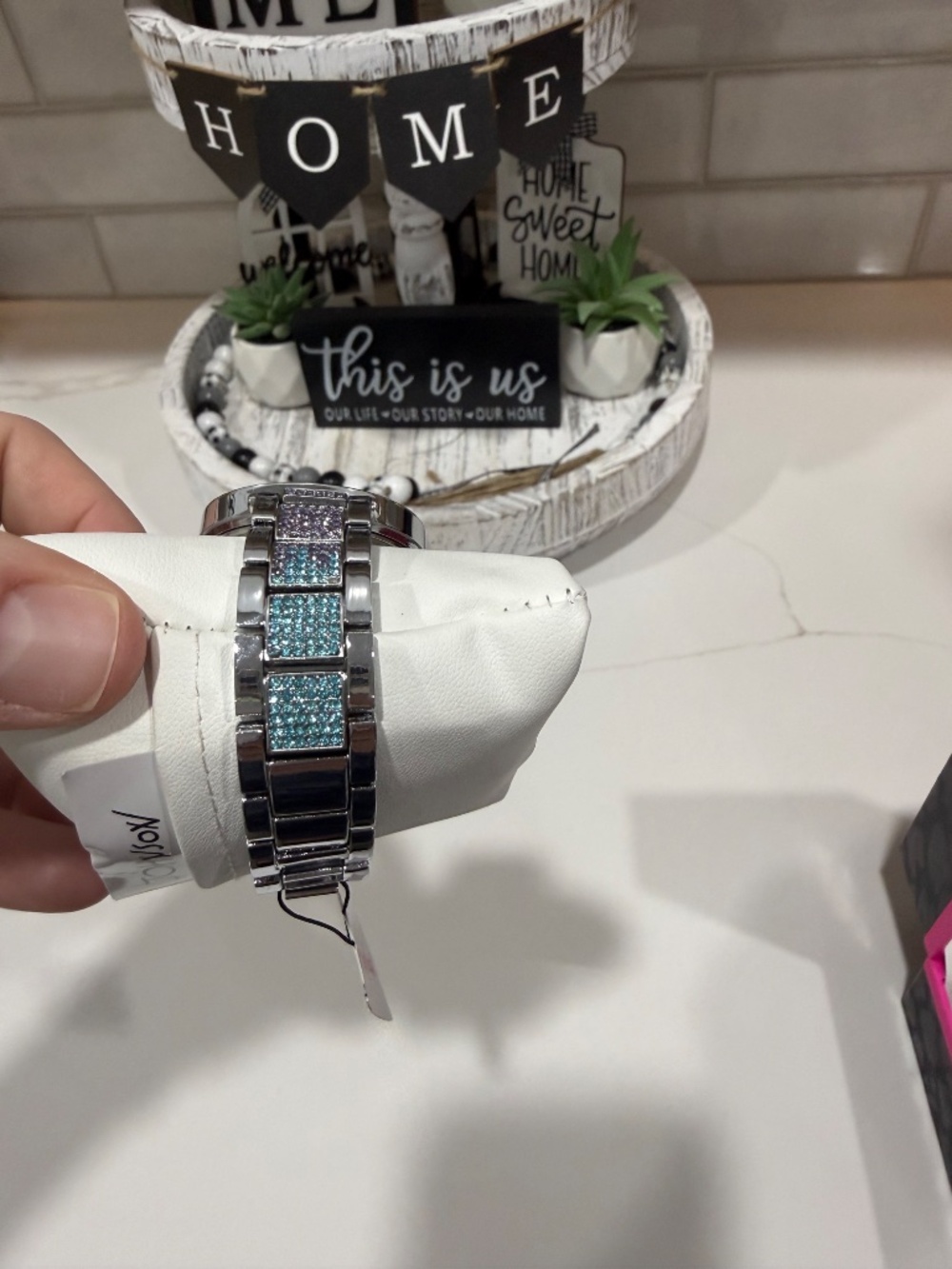 NWT Betsey Johnson silver sparkly glittery watch - Picture 5 of 9